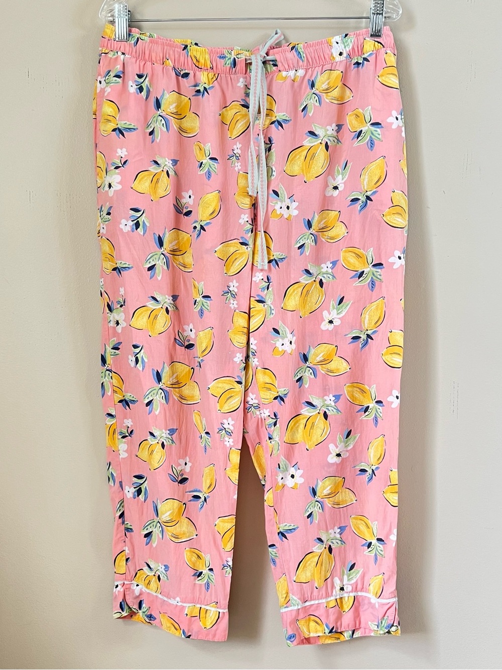 Gillian & O’Malley Pink Lemon-Print Drawstring Lightweight Pajama Pants SZ XL